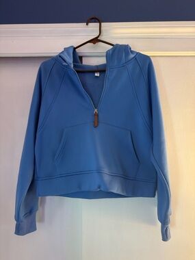 Blue Half-Zip Hooded Sweatshirt